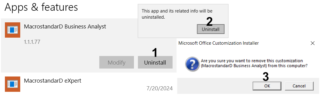 Dezinstalare din Apps & Features