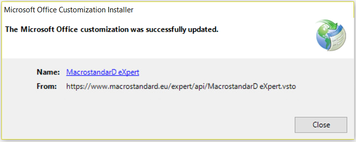 MacrostandarD eXpert - Mesaj update