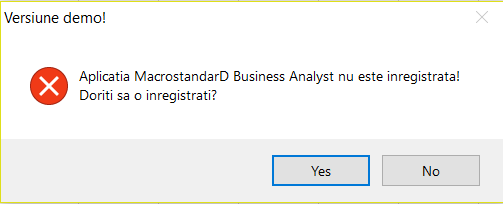 MacrostandarD Business Analyst - Mesaj inregistrare
